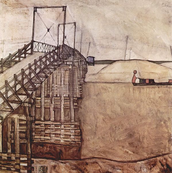 Egon Schiele, The Bridge, Black and White