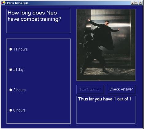 Matrix Quiz Screen capture 1