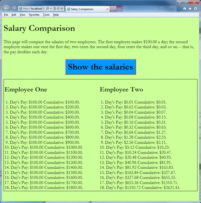 Salary Comparison Screen Capture 2