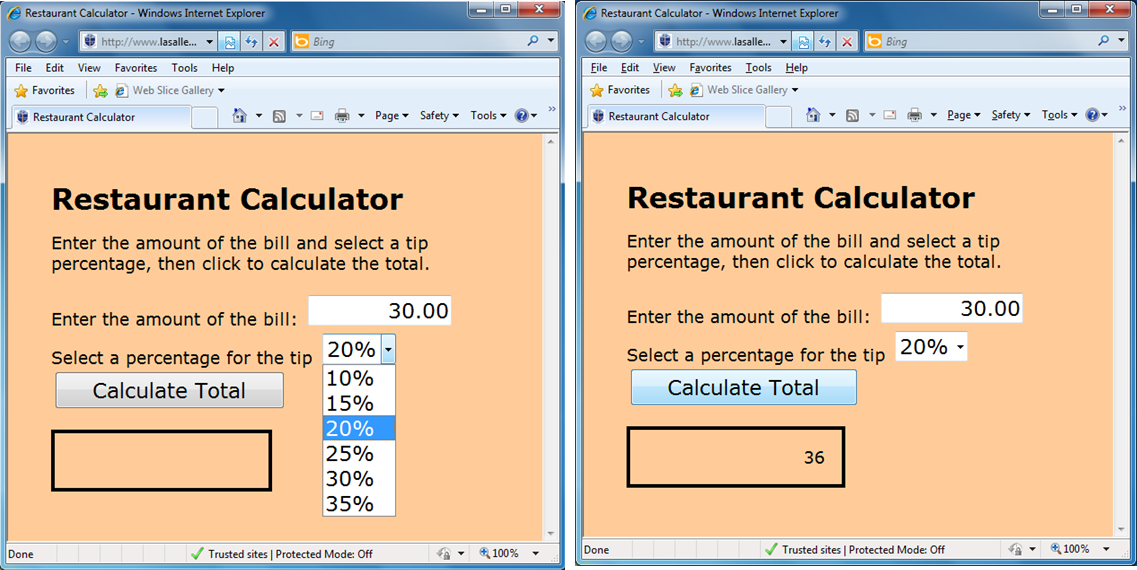 Restaurant Calculator Screen Capture