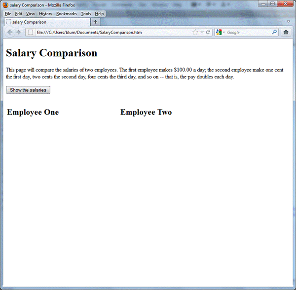 Salary Comprison Screen Capture 1