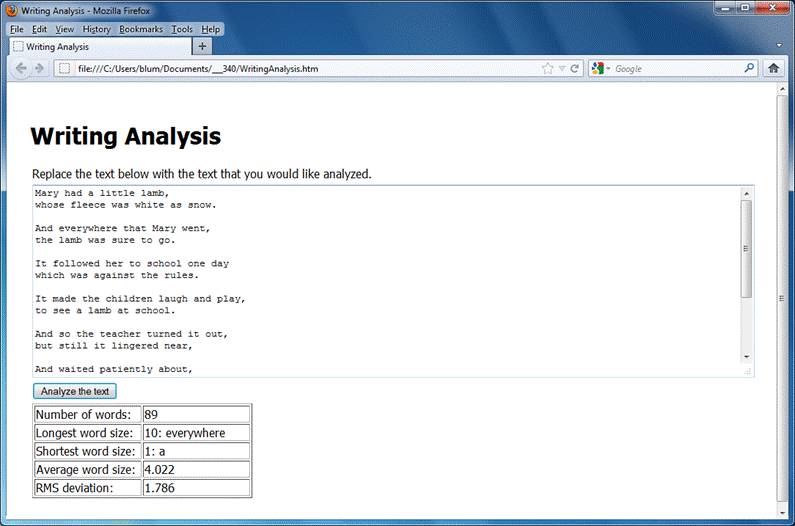 Writing Analysis Screen Capture 2