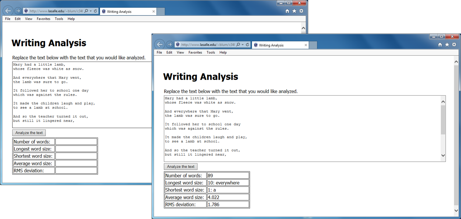 Writing Analysis Screen Capture