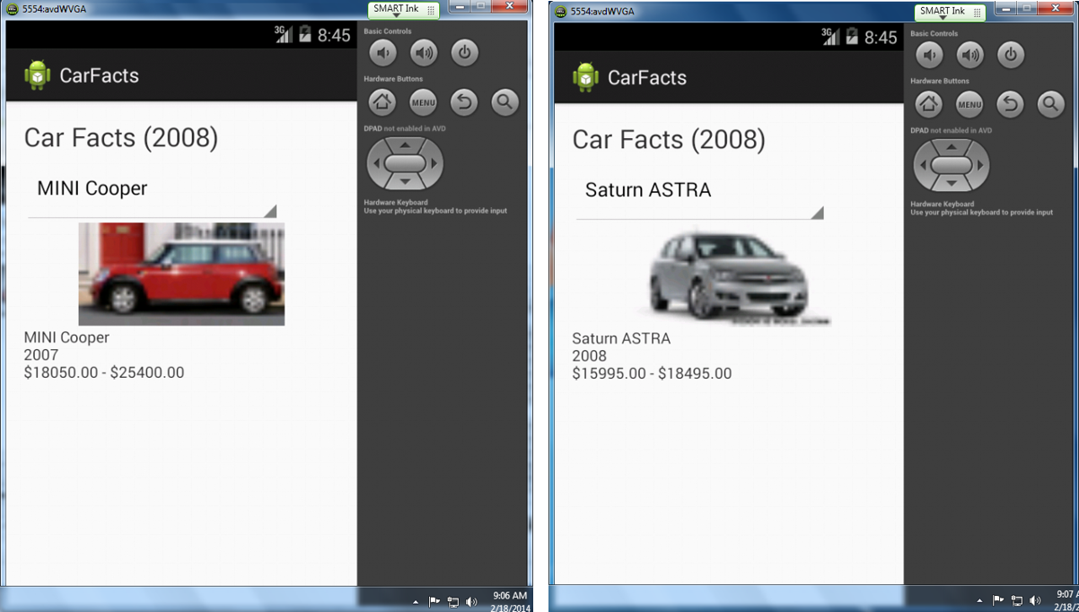 Android App: Car Facts Screen capture