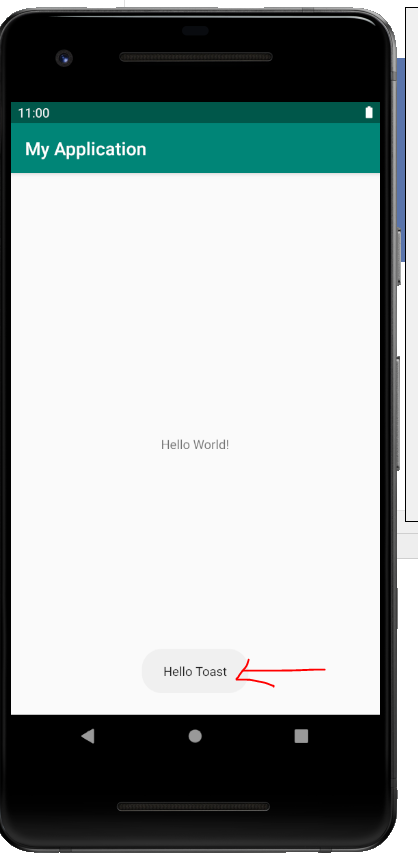 screen capture showing Android Toast result