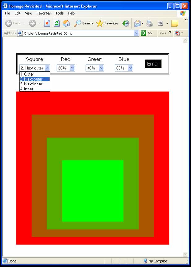 Homage to the Square Interface: Screen Capture 1