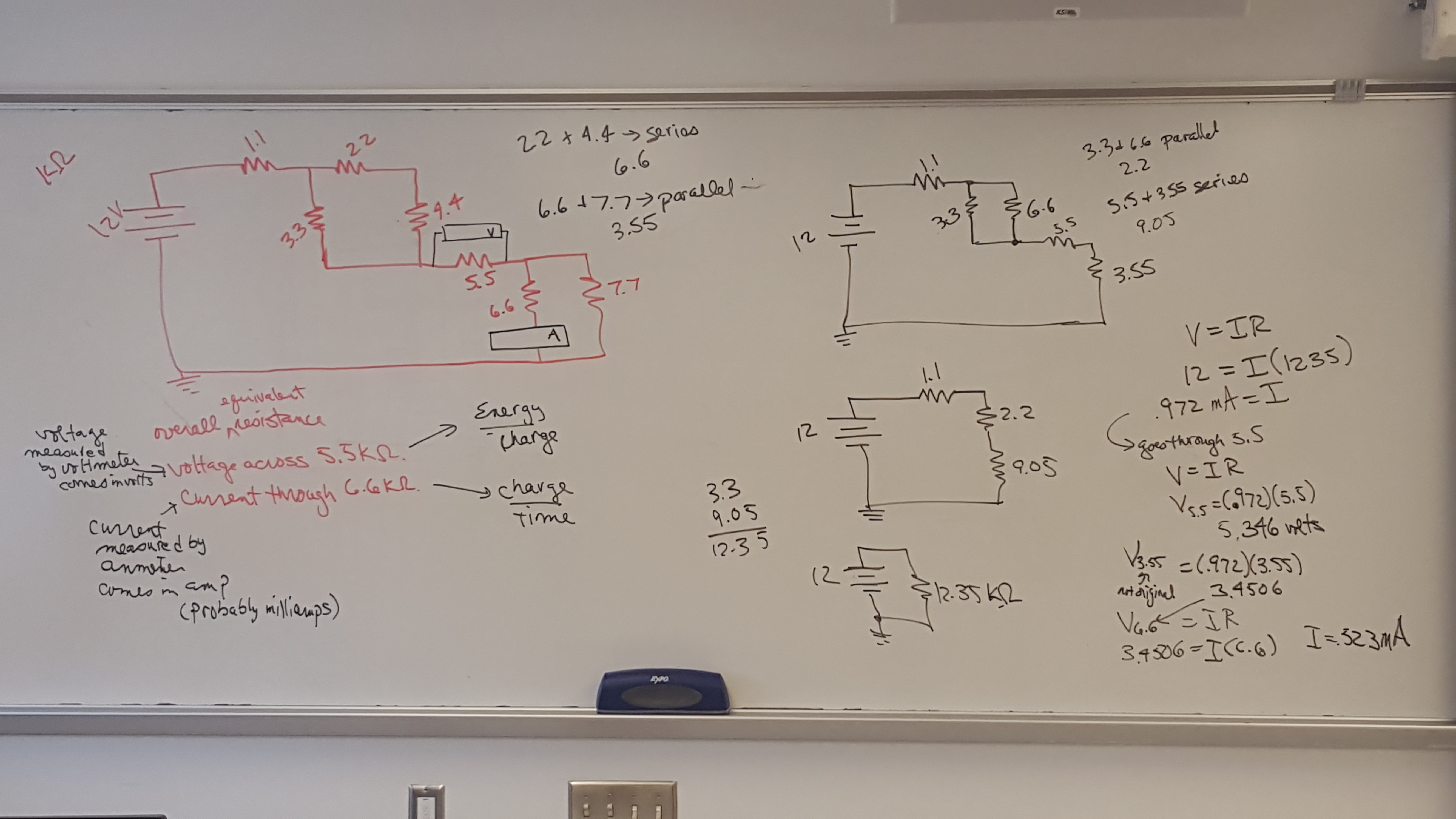 Resistor Circuit photo of white board