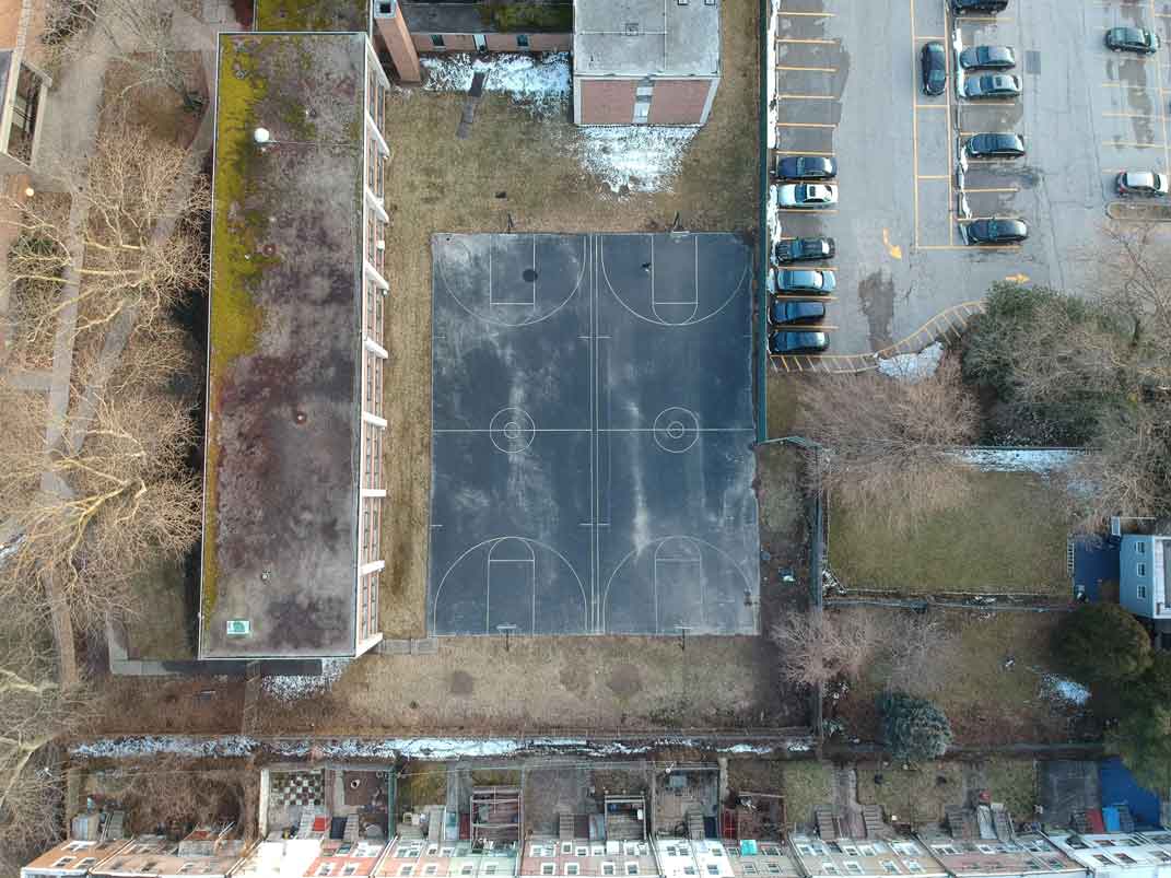 Overhead view of E&F Basketball Court - Taken with DJI Spark